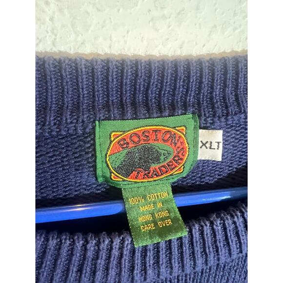 VTG Boston Traders Knit Sweater Golf Mens Size XLT Blue 100% Cotton Jumper - Picture 5 of 7